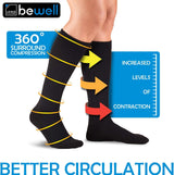 Lewis N. Clark Compact Travel Compression Socks Anti Fatigue Support - Black - One Size