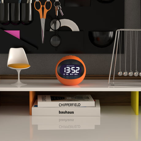 Newgate Centre Of The Earth LCD Alarm Clock - Pumpkin Orange