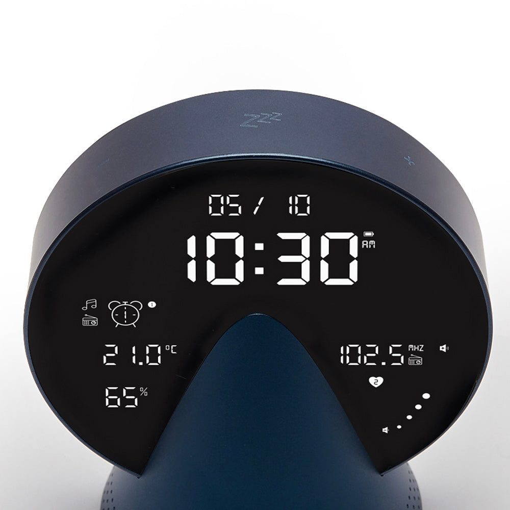 Lexon Conic Radio Alarm Clock - Blue (With Fm & Built-In Bluetooth Speaker)