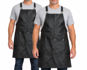 2x Buffalo Leather Apron - Black (Cooking/Chef/Hairdresser)