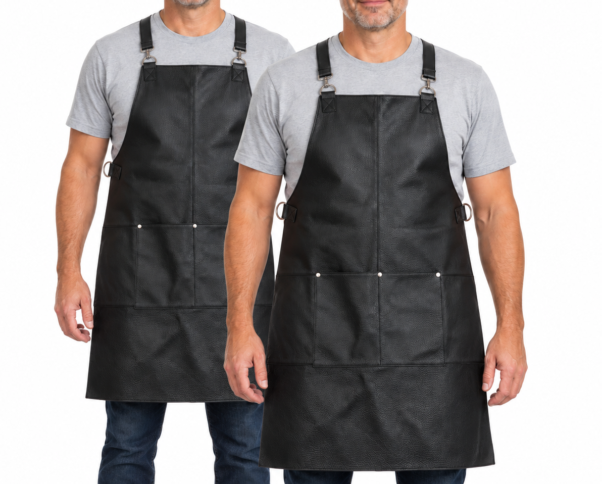 2x Buffalo Leather Apron - Black (Cooking/Chef/Hairdresser)