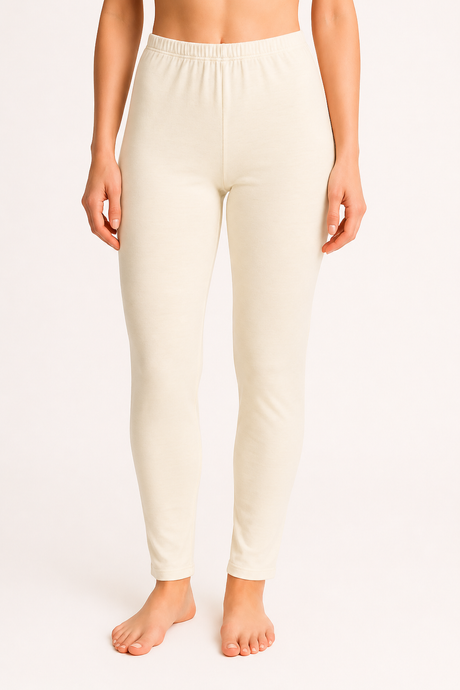 Thermo Fleece Ladies Merino Wool Blend Long Janes - Beige (Thermal Pants Long Johns Underwear)