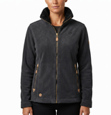 Womens Sherpa Fur Coral Fleece Zip-Up Winter Jacket in Black Anthracite (400gsm)