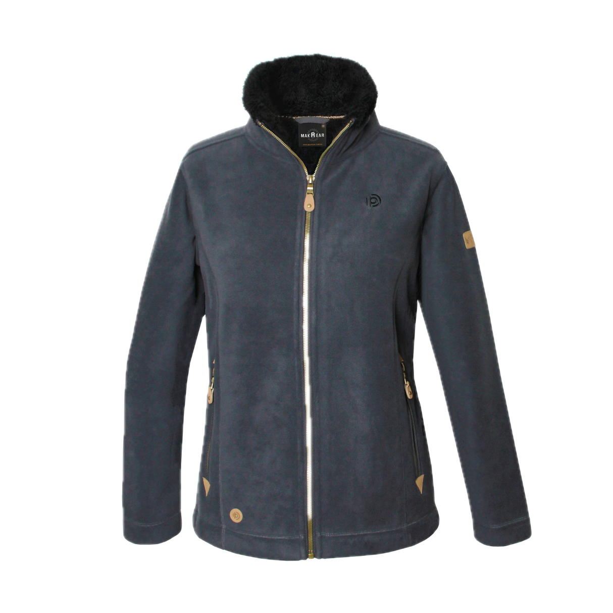 Womens Sherpa Fur Coral Fleece Zip-Up Winter Jacket in Black Anthracite (400gsm)
