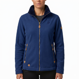Womens Sherpa Fur Coral Fleece Zip-Up Winter Jacket in Denim (400gsm)
