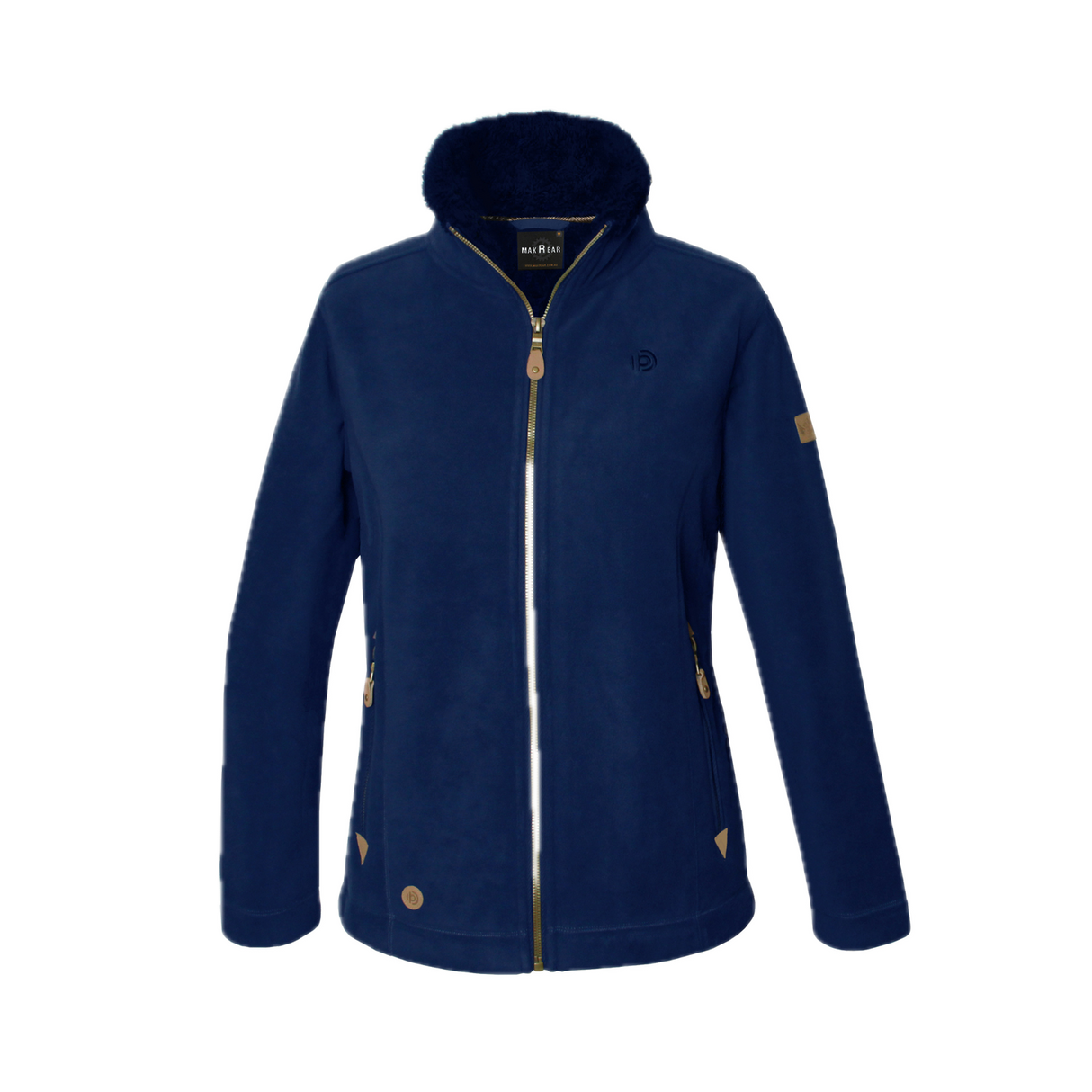 Womens Sherpa Fur Coral Fleece Zip-Up Winter Jacket in Denim (400gsm)