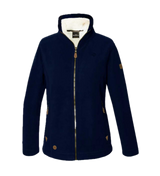 Womens Sherpa Fur Coral Fleece Zip-Up Winter Jacket in Navy/White (400gsm)