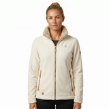 Womens Sherpa Fur Coral Fleece Zip-Up Winter Jacket in White/Beige (400gsm)