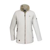 Womens Sherpa Fur Coral Fleece Zip-Up Winter Jacket in White/Beige (400gsm)