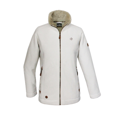 Womens Sherpa Fur Coral Fleece Zip-Up Winter Jacket in White/Beige (400gsm)