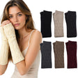 Womens 32cm Long Knitted Fingerless Arm Warmers - Winter Gloves (Assorted Colours)