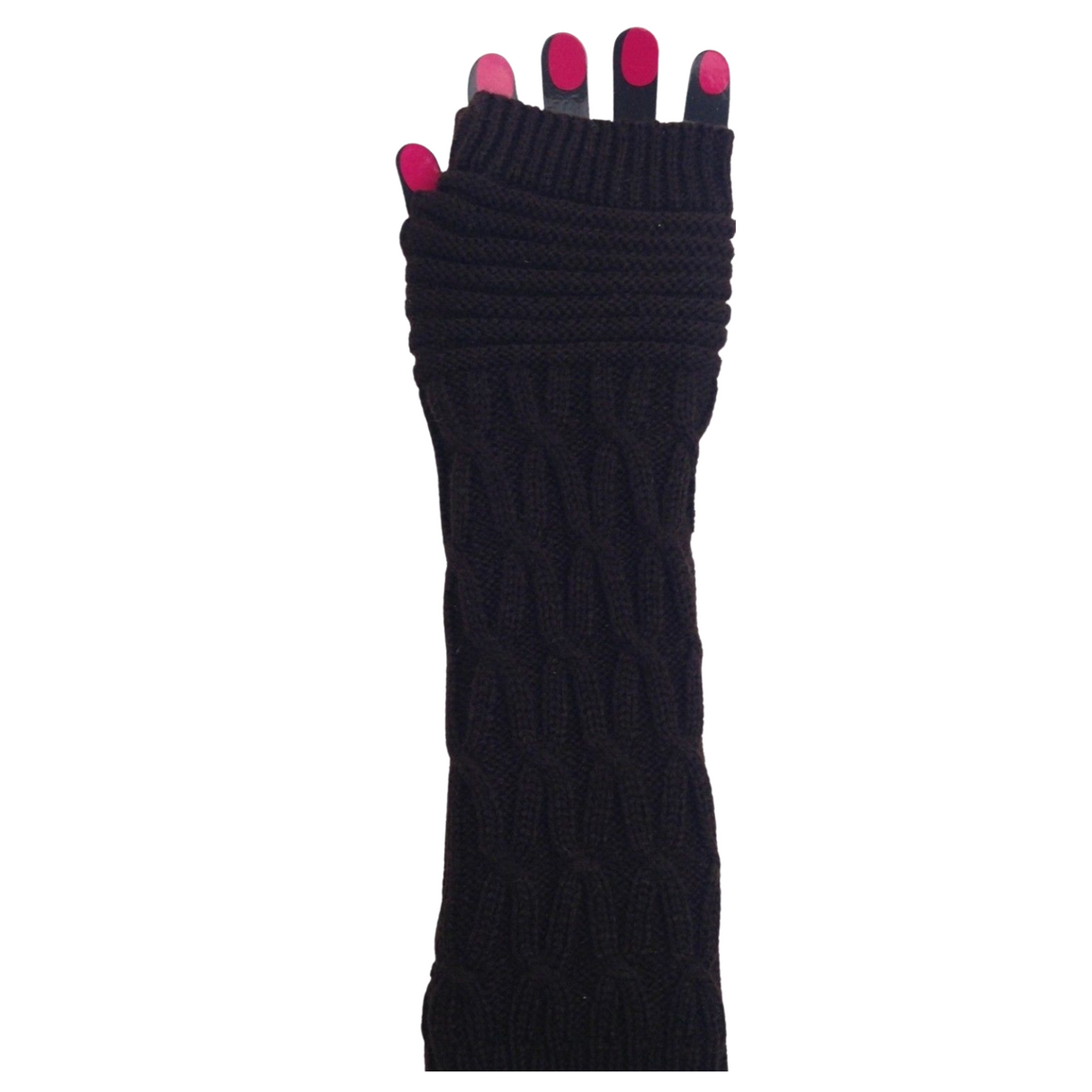 ARM WARMERS Knitted Long Fingerless Gloves Winter Mitten Cover Womens Party - Cream