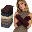 6x Womens 32cm Long Knitted Fingerless Arm Warmers Bulk Pack - Winter Gloves (Assorted Colours)