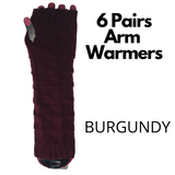 6x Set Arm Warmers Knitted Long Fingerless Gloves Winter Mitten Womens Cover New - Grey