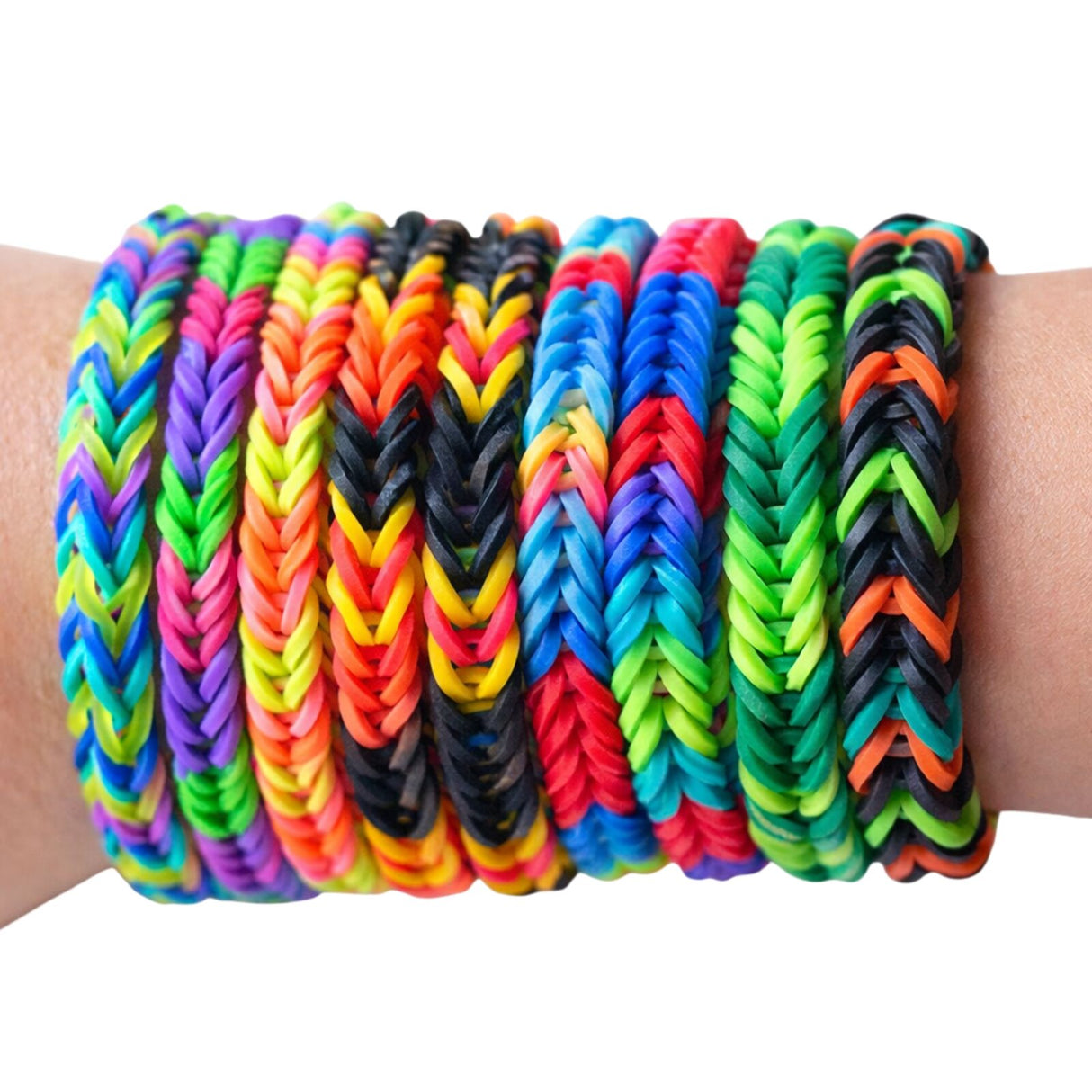 2400pcs Mixed Colours Loom Bands Kit - Kids DIY Rubber Bracelet Craft Set w/ 96 S Clips & 8 Hooks