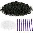 2400pcs Black Loom Bands Kit - Kids DIY Rubber Bracelet Craft Set w/ 96 S Clips & 8 Hooks