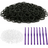 2400pcs Black Loom Bands Kit - Kids DIY Rubber Bracelet Craft Set w/ 96 S Clips & 8 Hooks