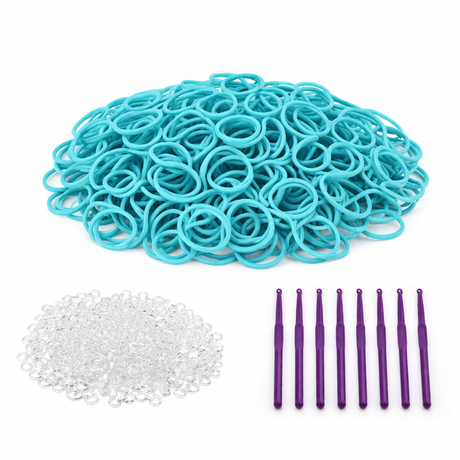 2400pcs Blue Loom Bands Kit - Kids DIY Rubber Bracelet Craft Set w/ 96 S Clips & 8 Hooks
