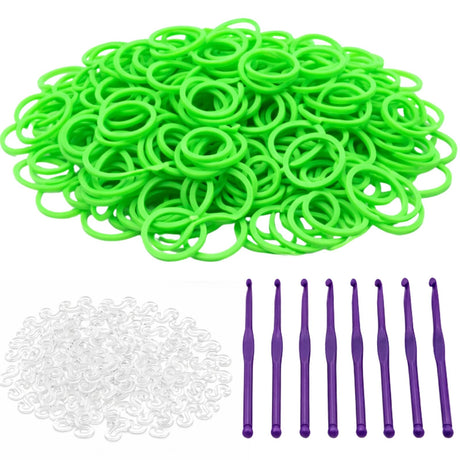 2400pcs Green Loom Bands Kit - Kids DIY Rubber Bracelet Craft Set w/ 96 S Clips & 8 Hooks