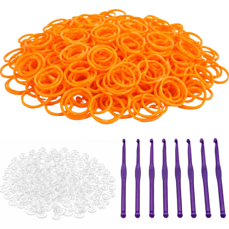 2400pcs Orange Loom Bands Kit - Kids DIY Rubber Bracelet Craft Set w/ 96 S Clips & 8 Hooks