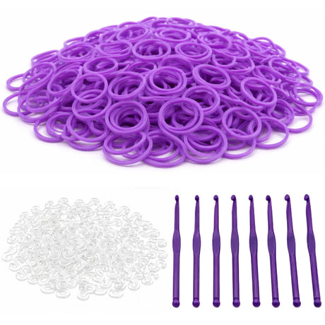 2400pcs Purple Loom Bands Kit - Kids DIY Rubber Bracelet Craft Set w/ 96 S Clips & 8 Hooks