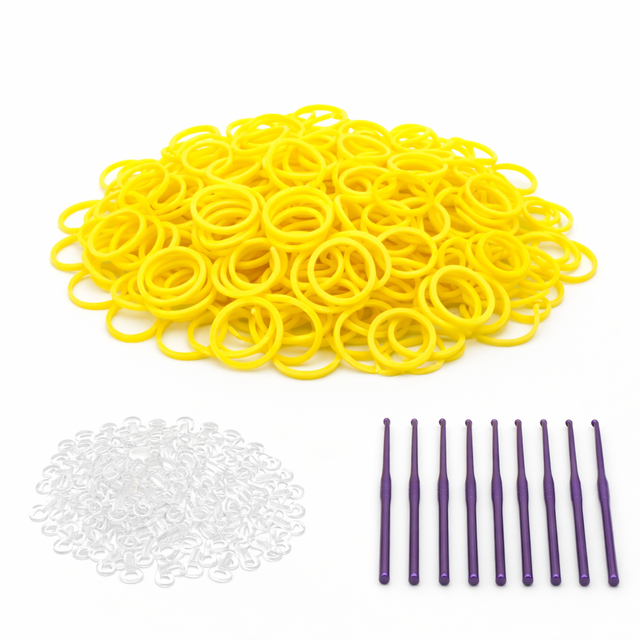 2400pcs Yellow Loom Bands Kit - Kids DIY Rubber Bracelet Craft Set w/ 96 S Clips & 8 Hooks