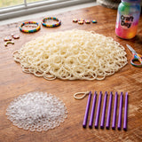2400pcs White Loom Bands Kit - Kids DIY Rubber Bracelet Craft Set w/ 96 S Clips & 8 Hooks