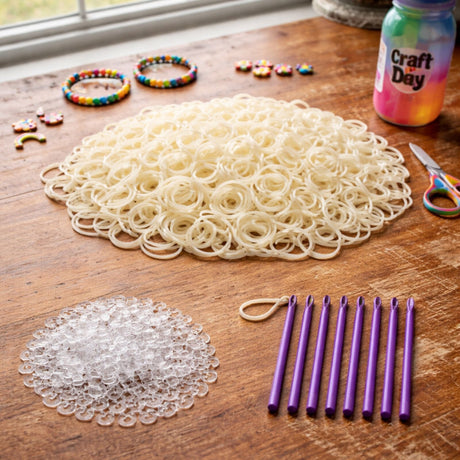 2400pcs White Loom Bands Kit - Kids DIY Rubber Bracelet Craft Set w/ 96 S Clips & 8 Hooks