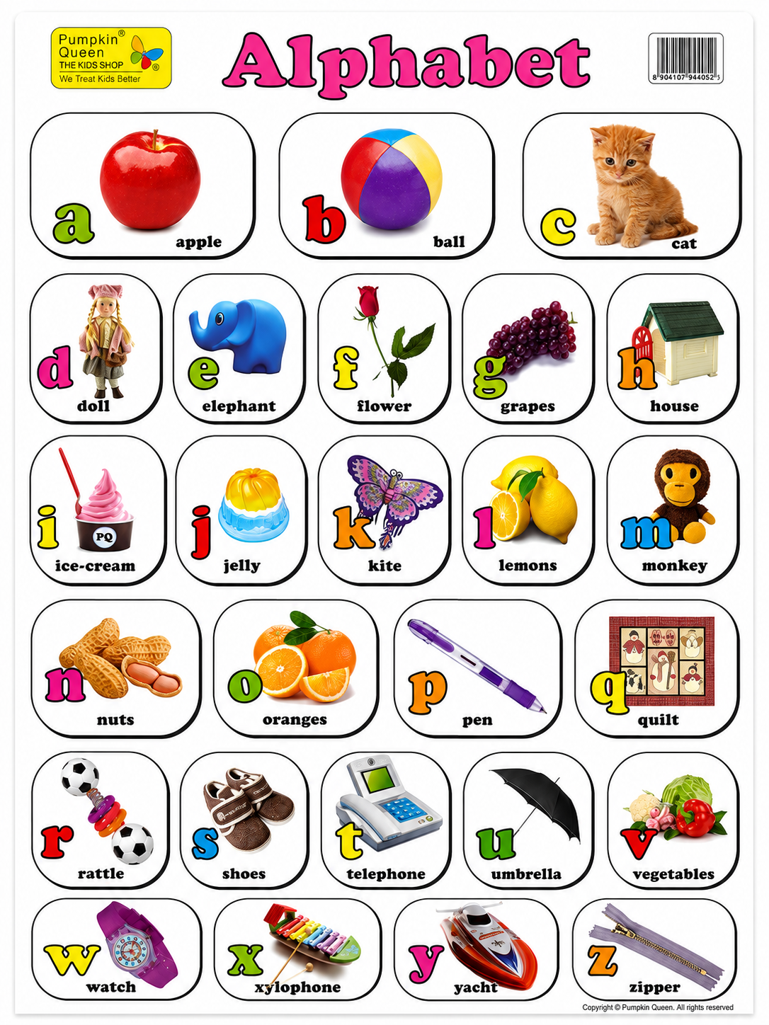Large "Alphabet" Educational Poster - 73x52cm Size - Portrait (Printed by Pumpkin Queen)