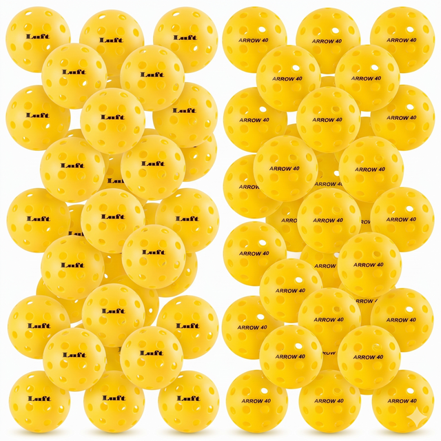 50x LUFT "Arrow 40" Outdoor Pickleball Balls Bulk - Yellow (USA Pickleball Approved)