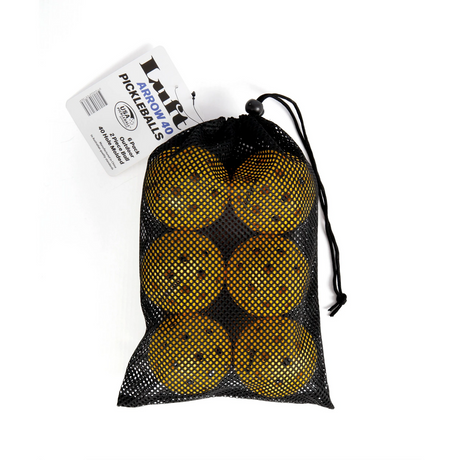 6x Luft ""Arrow 40" Pickleballs in Mesh Bag (USA Approved) - Indoor & Outdoor Use