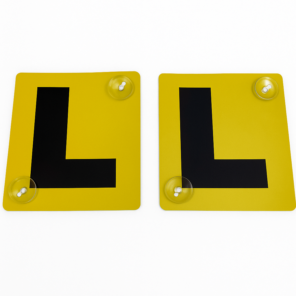2x LEARNER P PLATES Suction Car Window Signs in Yellow/Black