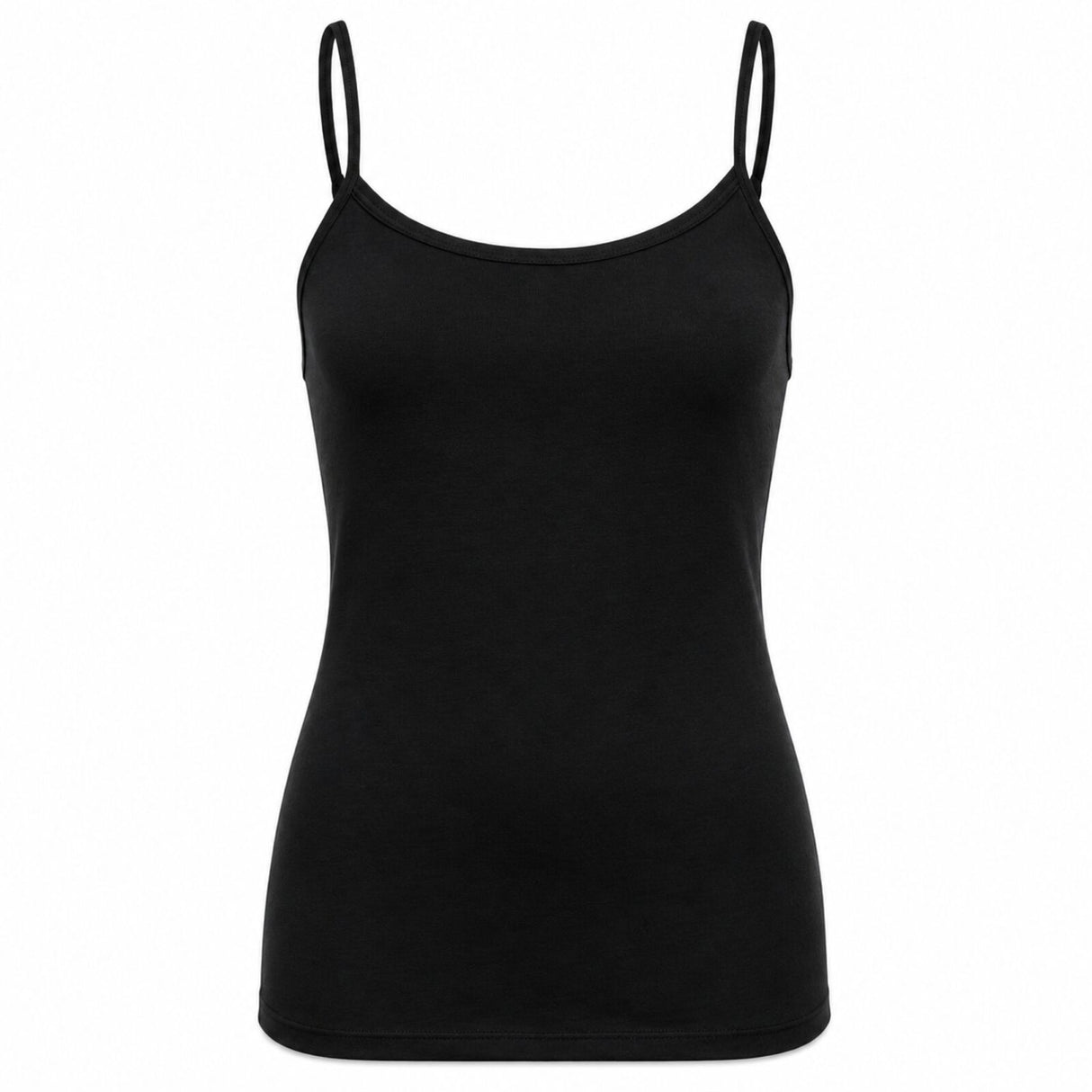 Thermo Fleece Womens Pure Merino Wool Thermal Camisole Singlet Top - Black