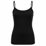 Thermo Fleece Womens Pure Merino Wool Thermal Camisole Singlet Top - Black