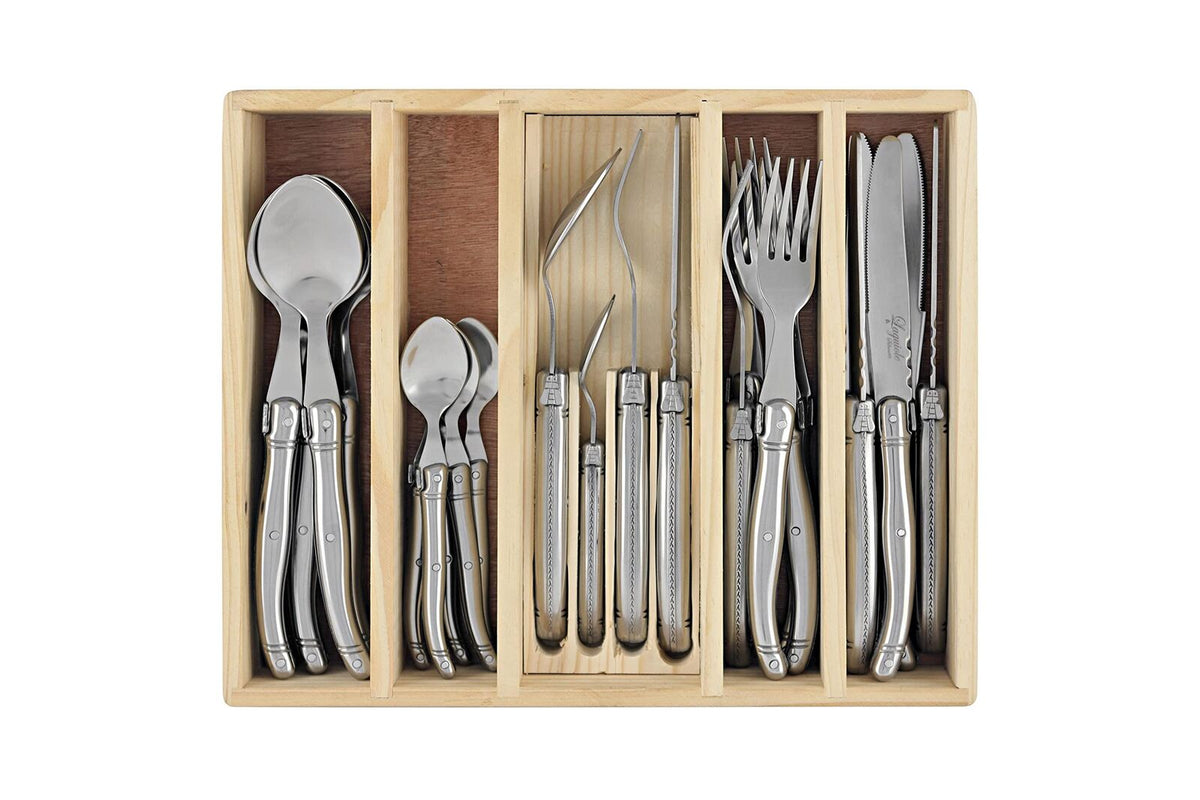 Laguiole Silhouette 24pc Stainless Steel Cutlery Set Dining in Silver