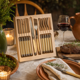 Laguiole Silhouette 12pc Steak Knife and Fork Set Cutlery in Ivory
