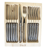 Laguiole Silhouette 12pc Steak Knife and Fork Set in Stainless Steel