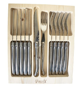 Laguiole Silhouette 12pc Steak Knife and Fork Set in Stainless Steel