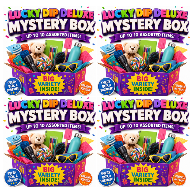 4x Lucky Dip Deluxe Mystery Box Bulk Pack - Assorted Gifts & Products