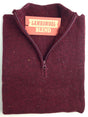 LAMBS WOOL KNIT JUMPER Pullover Mens Sweater Knitted Half Zip Crew Neck S-XXL - Round Neck - Deep Red (31)