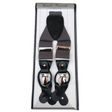 Mens Premium Convertible Suspenders Braces Clip On Elastic Y-Back Traditional Leather Tab - Dark Grey