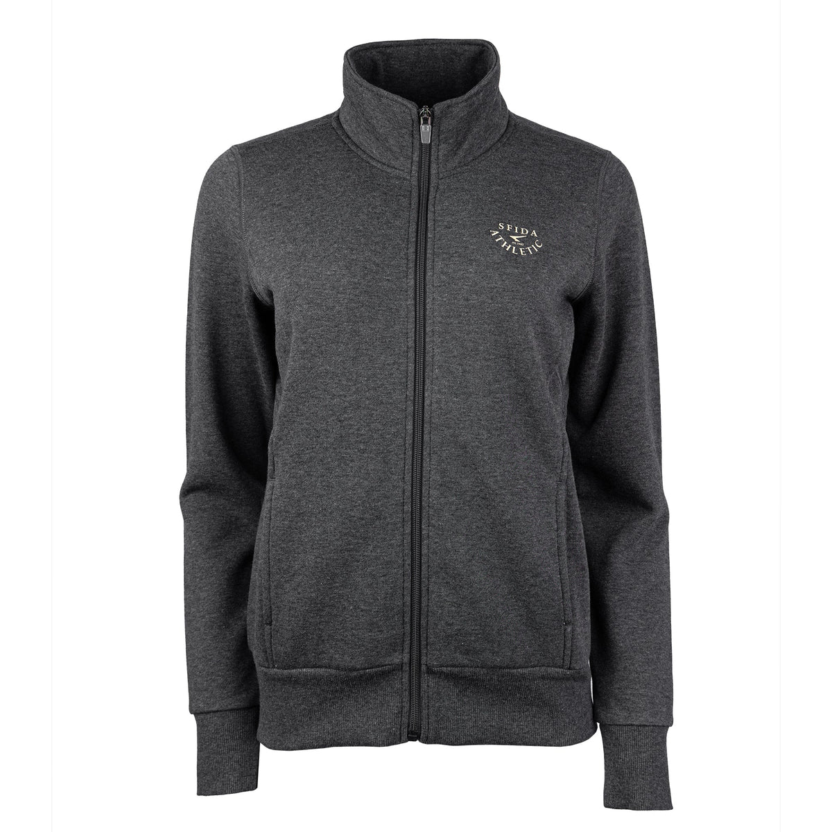 Sfida Lynne Womens Fleece Full Zip Jacket - Charcoal Marle (Stand Collar Track Top)