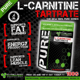 100g Pure Lean Nutrition Premium Grade L-Carnitine Tartrate (Weight Loss, Fat Burning & Energy)