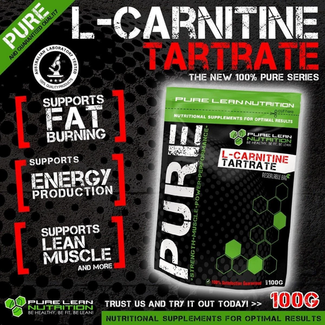 200g Pure Lean Nutrition Premium Grade L-Carnitine Tartrate Bulk Pack (Weight Loss, Fat Burning & Energy)