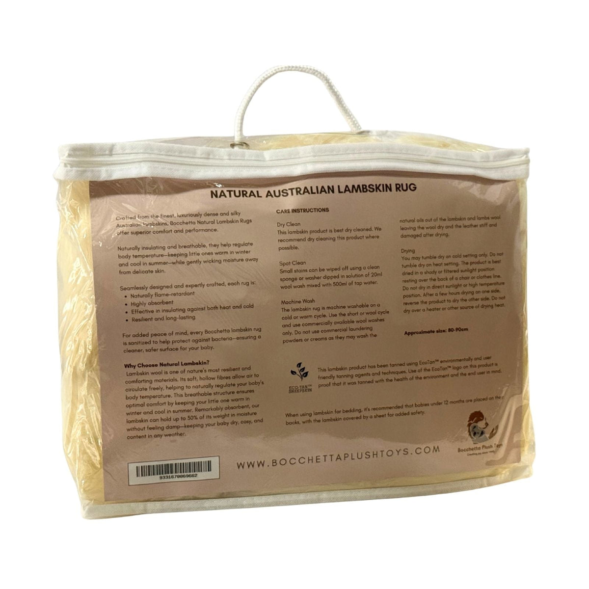 Bocchetta Lambskin Baby Rug (Genuine Wool Nursery Play Mat)