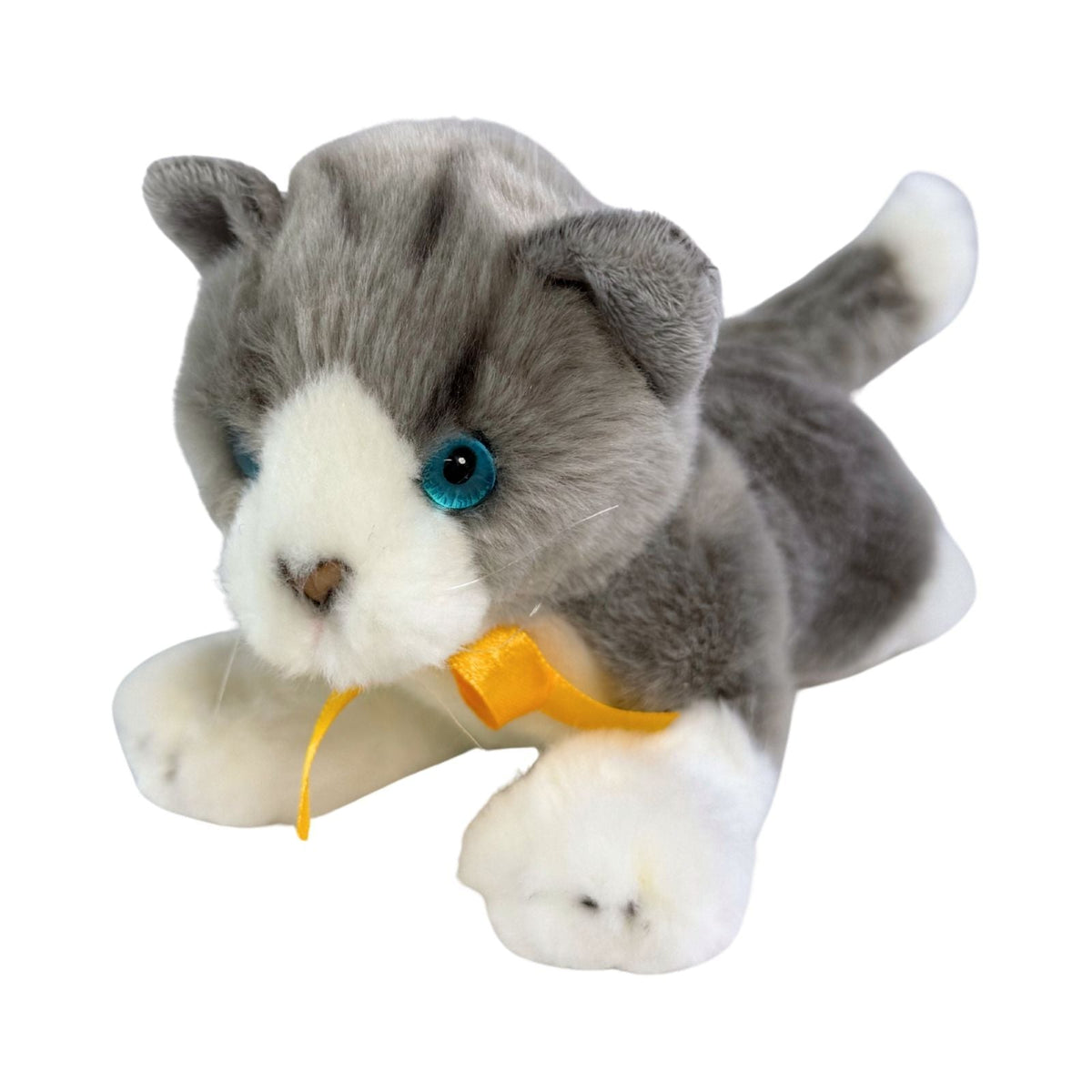 Bocchetta Leila 22cm Floppy Norwegian Forest Kitten Plush Toy - Grey/White (Realistic Stuffed Animal Cat Gift)