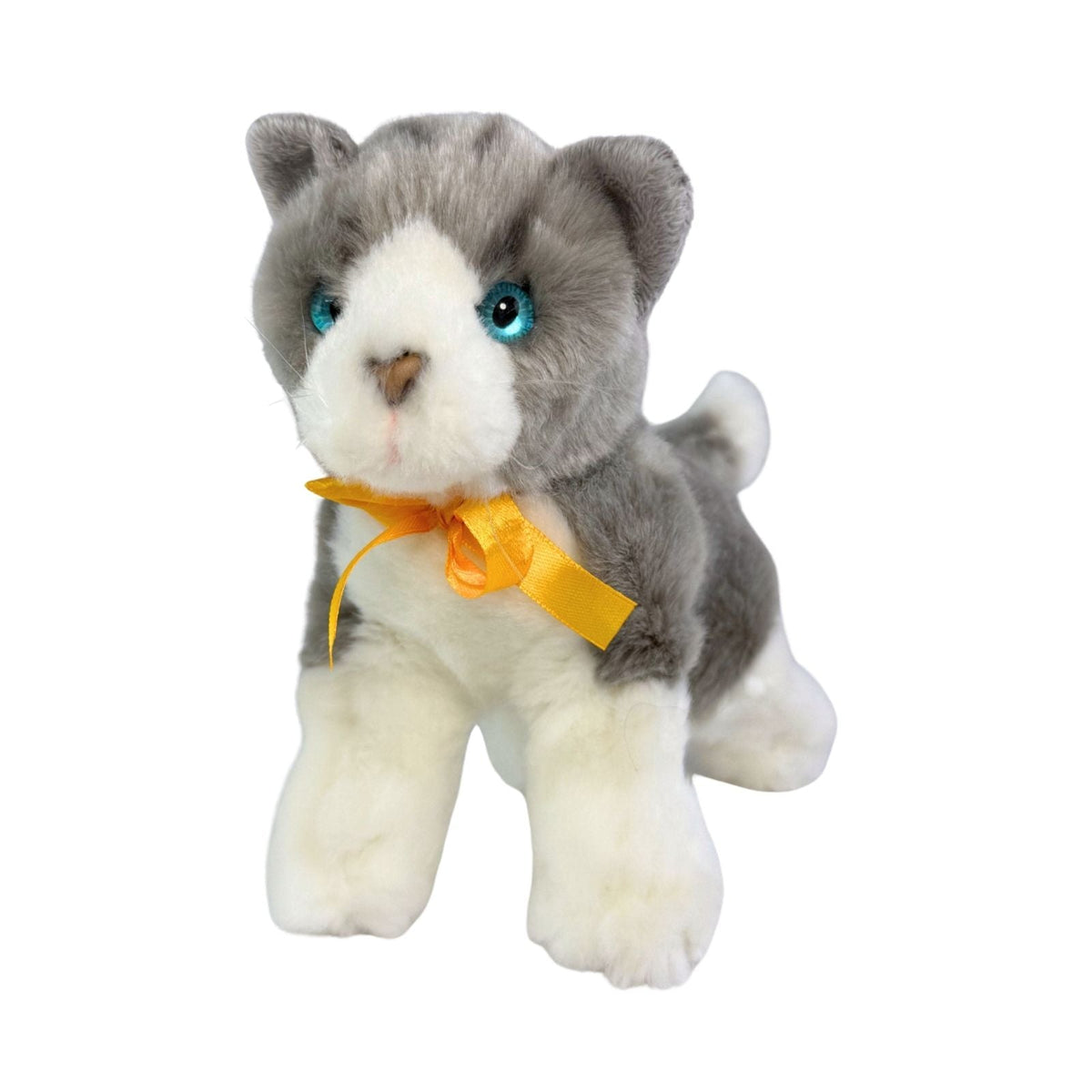 Bocchetta Leila 22cm Floppy Norwegian Forest Kitten Plush Toy - Grey/White (Realistic Stuffed Animal Cat Gift)