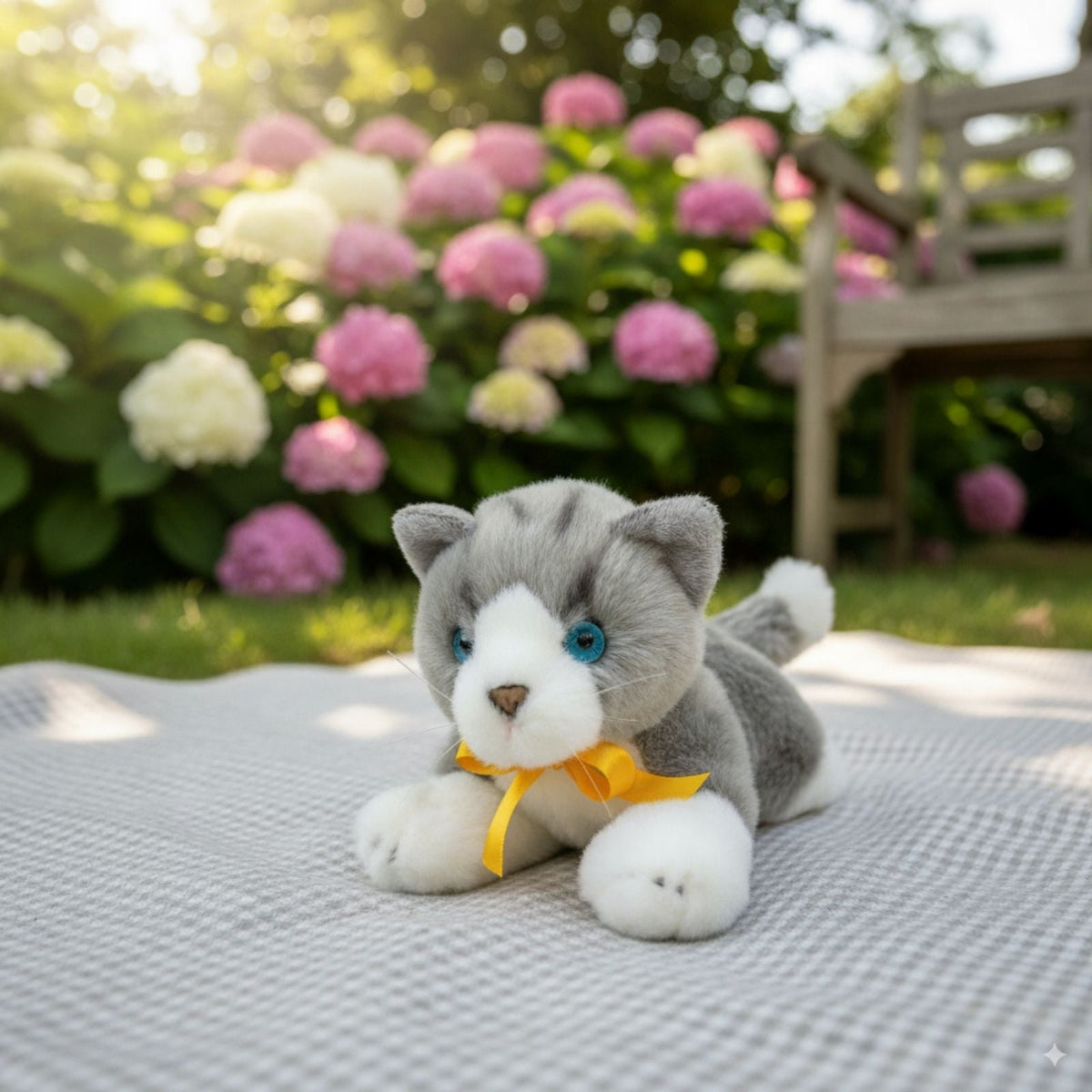 Bocchetta Leila 22cm Floppy Norwegian Forest Kitten Plush Toy - Grey/White (Realistic Stuffed Animal Cat Gift)