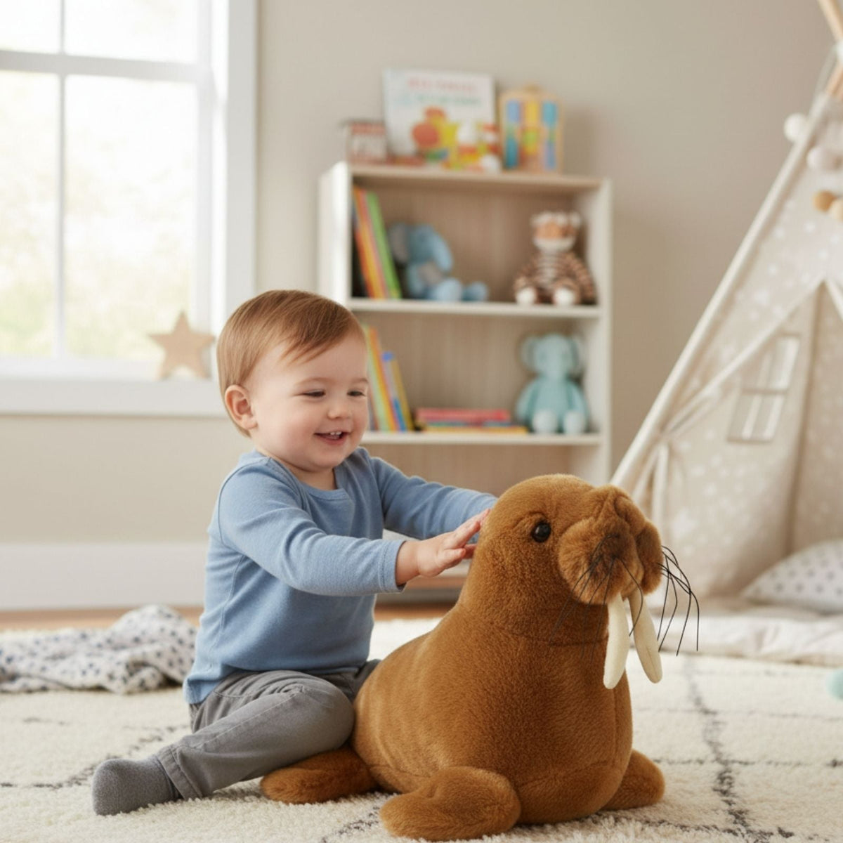 Bocchetta Leopold 26cm Walrus Plush Toy (Realistic Stuffed Animal Sea Life Gift)