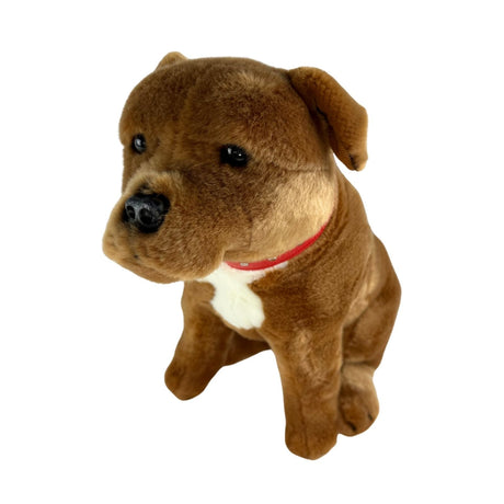 Bocchetta Lester 32cm Sitting Staffy Plush Toy - Brown (Realistic Stuffed Animal Dog Gift)